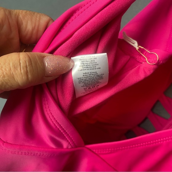 New LYSA PLUS Size Pink Juliana One-Piece lace-up front Swimsuit - Picture 9 of 9